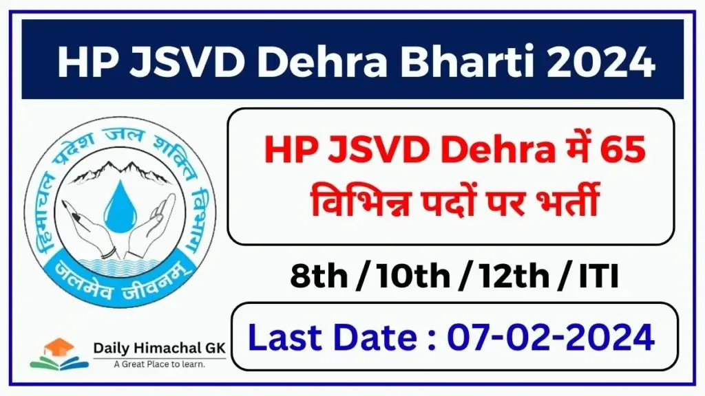 HP Jal Shakti Division Rampur Recruitment 2024