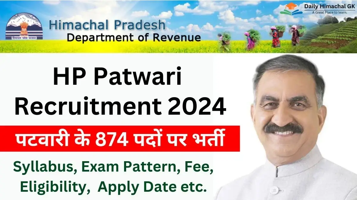 HP Patwari Recruitment 2024 (874 Posts) Syllabus, Qualification, Age Limit, Apply Online