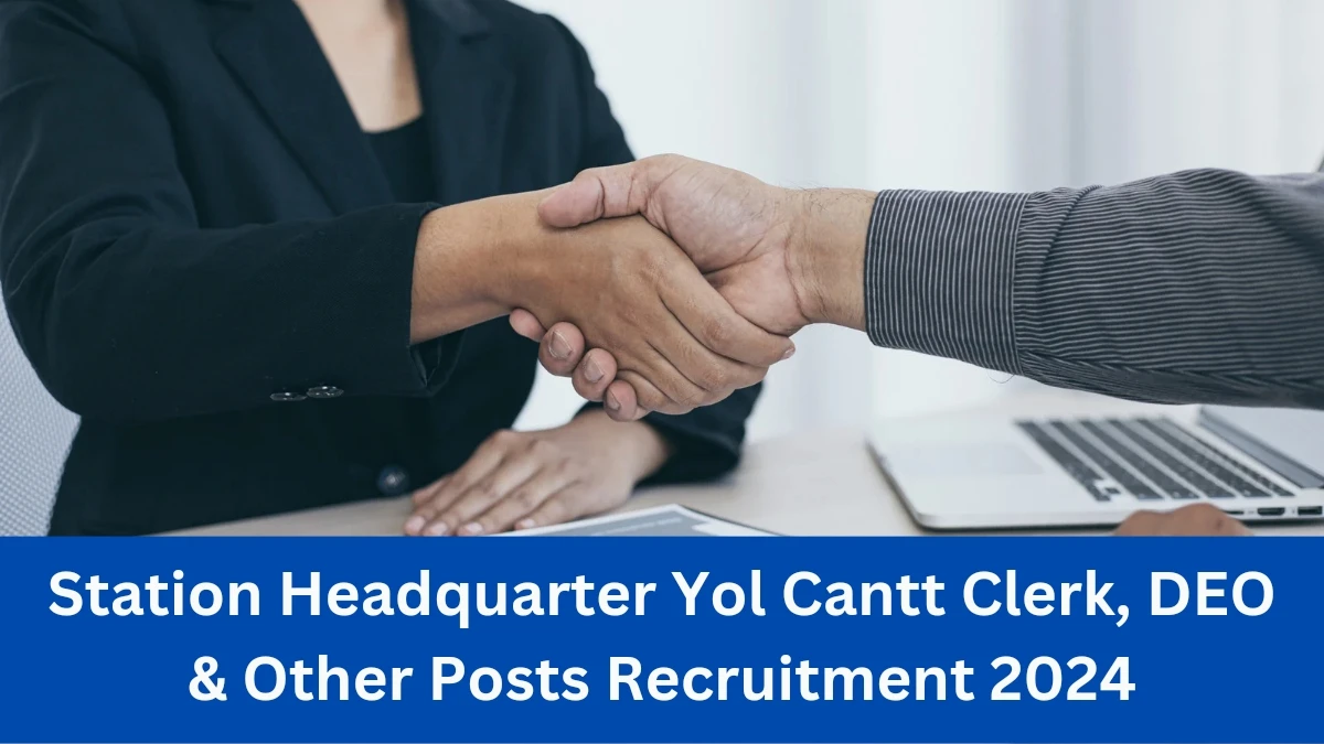 Station Headquarter Yol Cantt Clerk Recruitment 2024