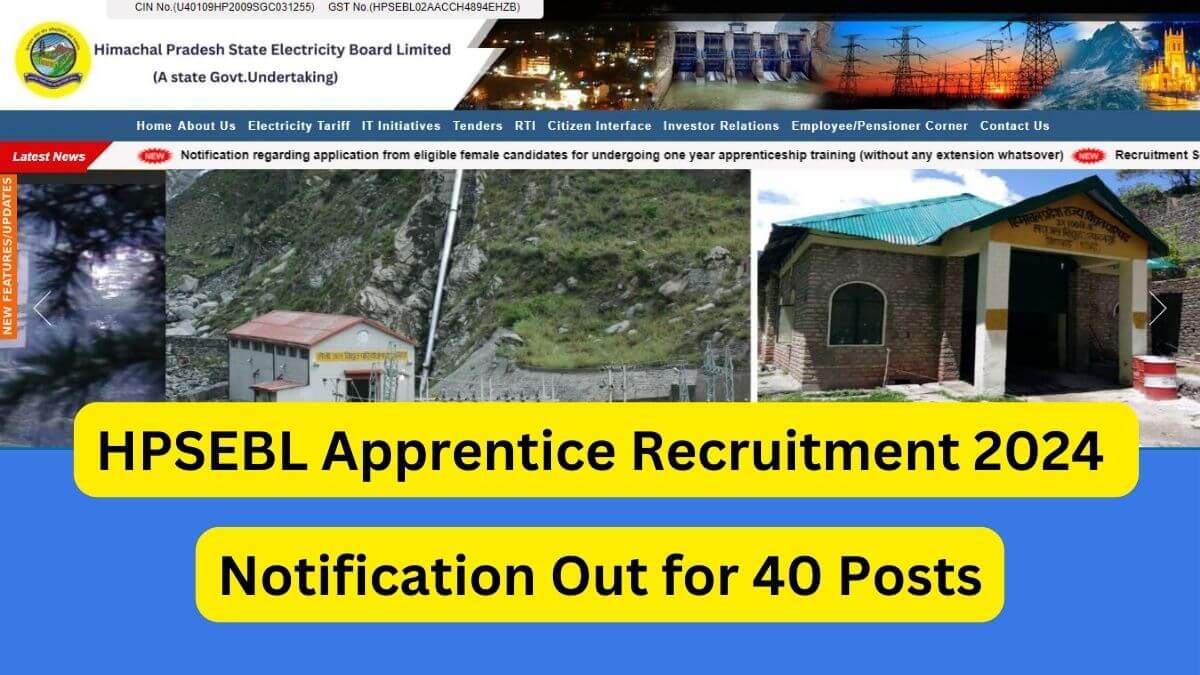 HPSEBL Apprentice Recruitment 2024 Notification Out Apply Offline