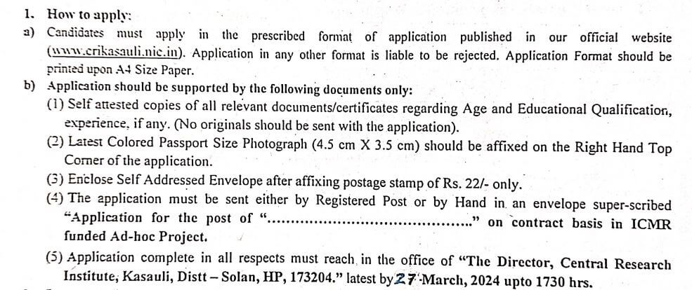 How to apply for CRI Kasauli