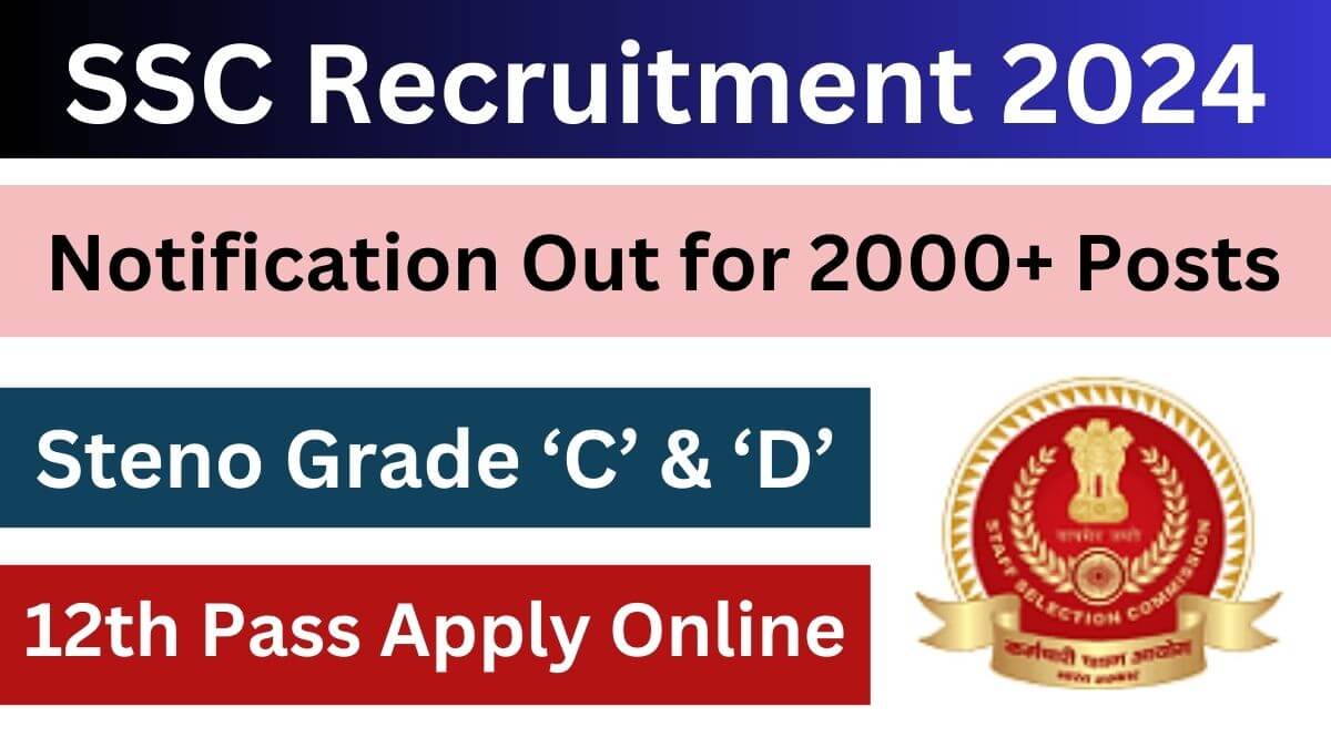 SSC Stenographer Recruitment 2024 Notification Out, Complete Details