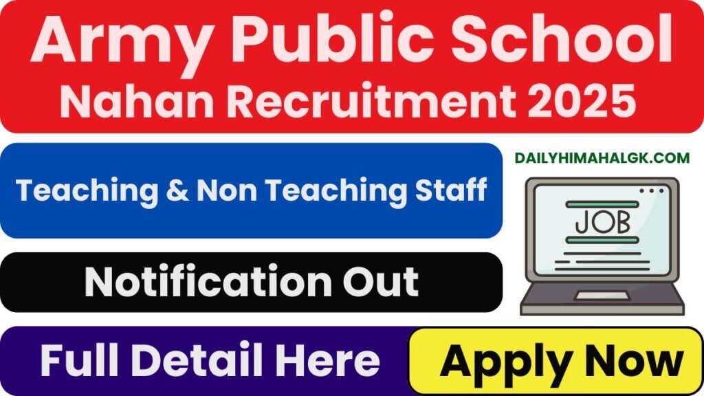 APS Nahan Teaching & Non Teaching Staff Recruitment 2025