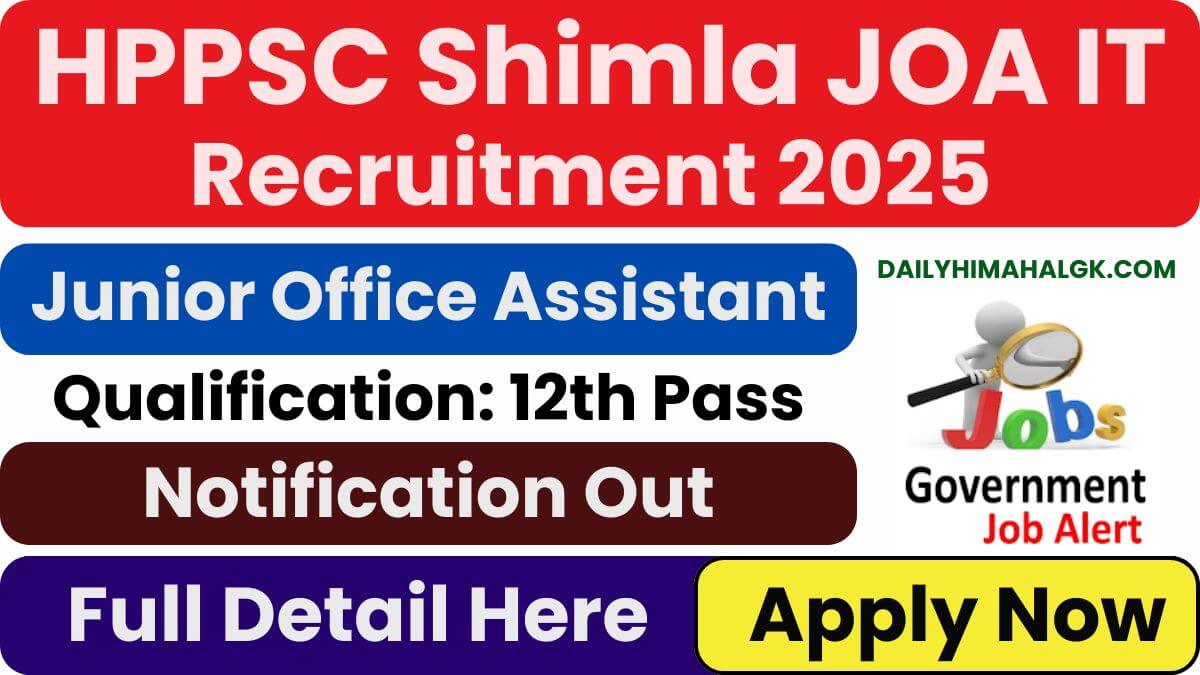 HPPSC Shimla JOA IT Recruitment 2025