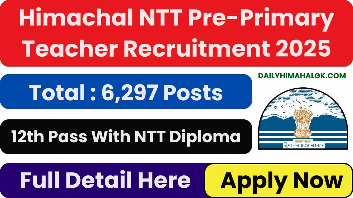 Himachal NTT Pre-Primary Teacher Recruitment 2025 Eligibilty, Vacancy, Selection Process