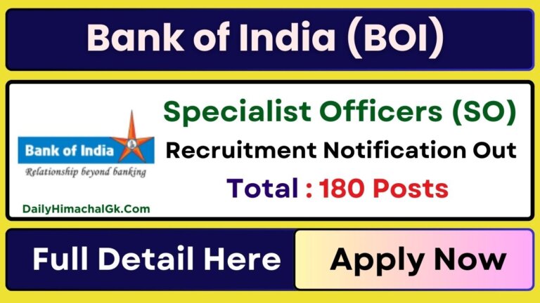 Bank of India SO Recruitment 2025