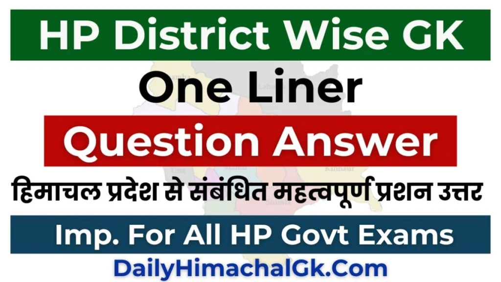 HP District Wise GK One Liner QnA