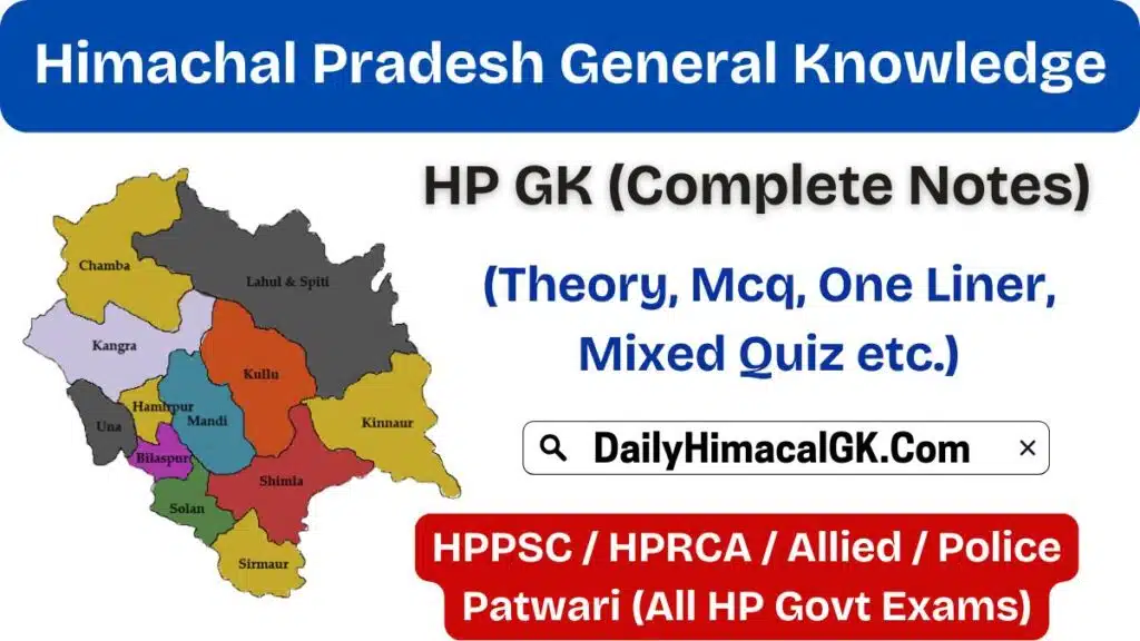 HP GK Complete Notes (Theory, Mcq, One Liner, Mixed Quiz)