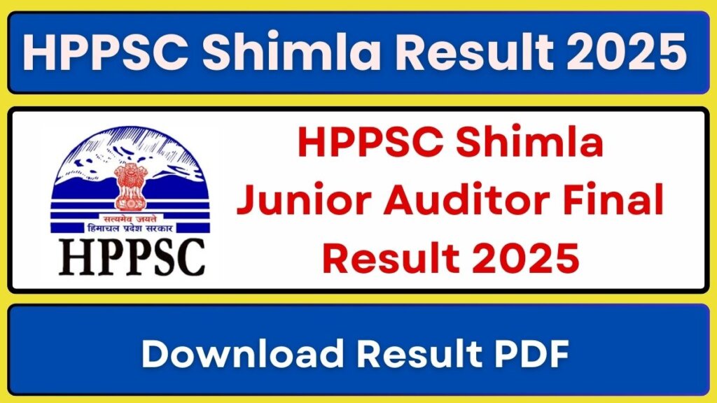 HPPSC Shimla Junior Auditor Final Result 2025 Download Result PDF