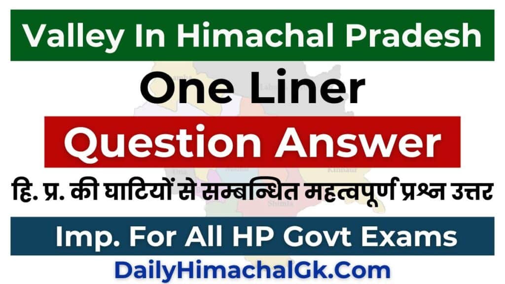 Important questions and answers related to the valleys of Himachal Pradesh