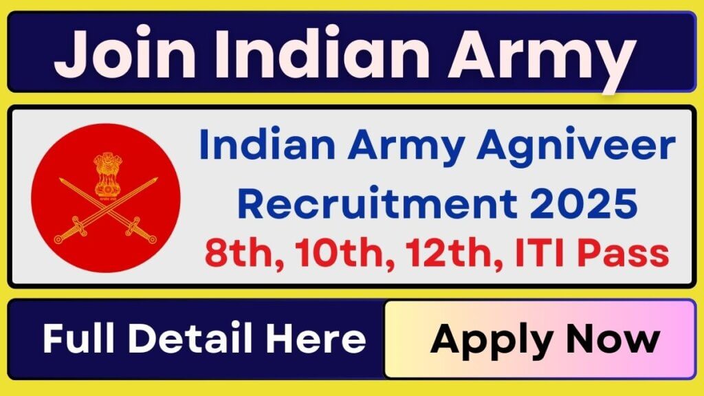 Indian Army Agniveer Recruitment 2025 8th, 10th, 12th, ITI Pass Latest Vacancy 2025