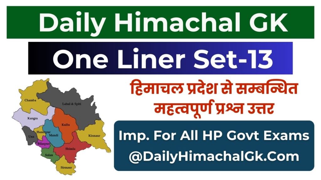Daily Himachal GK One Liner Set-13