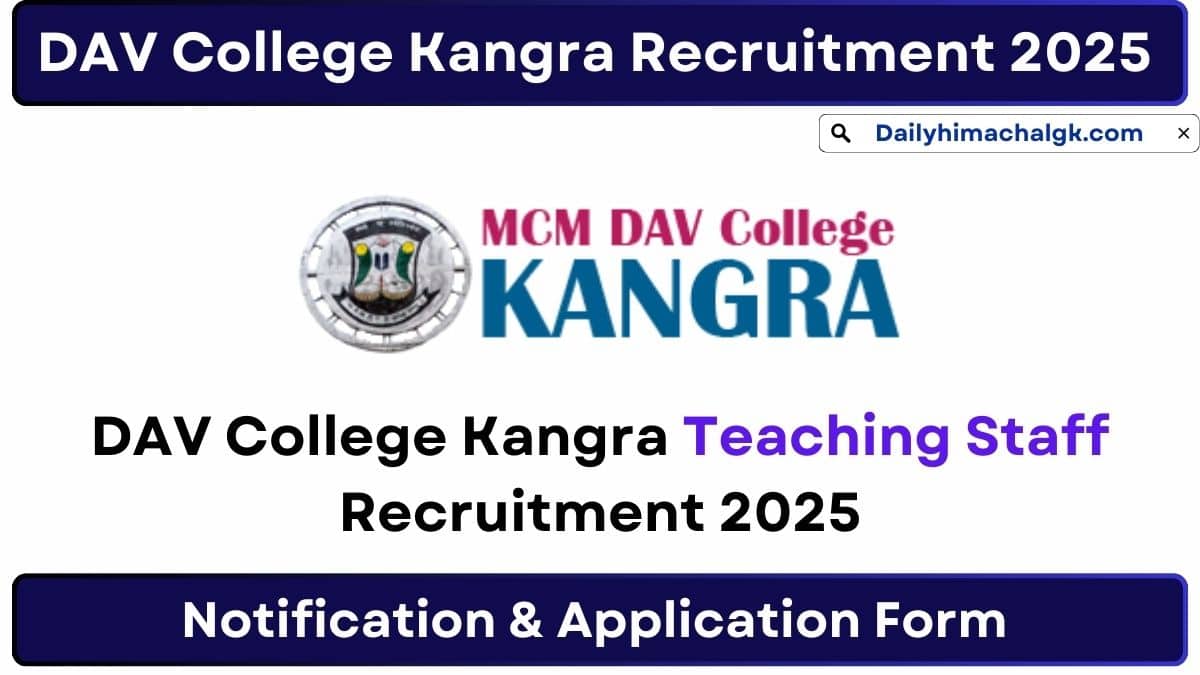 DAV College Kangra Teaching Staff Recruitment 2025