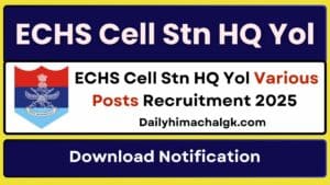 ECHS Cell Stn HQ Yol Recruitment 2025 Out for Various Posts, Apply Now