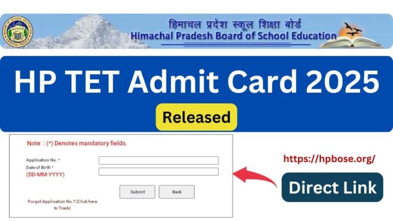 HP TET Admit Card June 2025 Download Hall Ticket