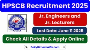HPSCB Jr. Engineers (Civil) and Jr. Lecturers Recruitment 2025