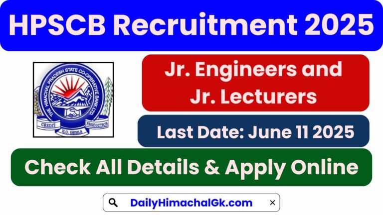 HPSCB Jr. Engineers (Civil) and Jr. Lecturers Recruitment 2025