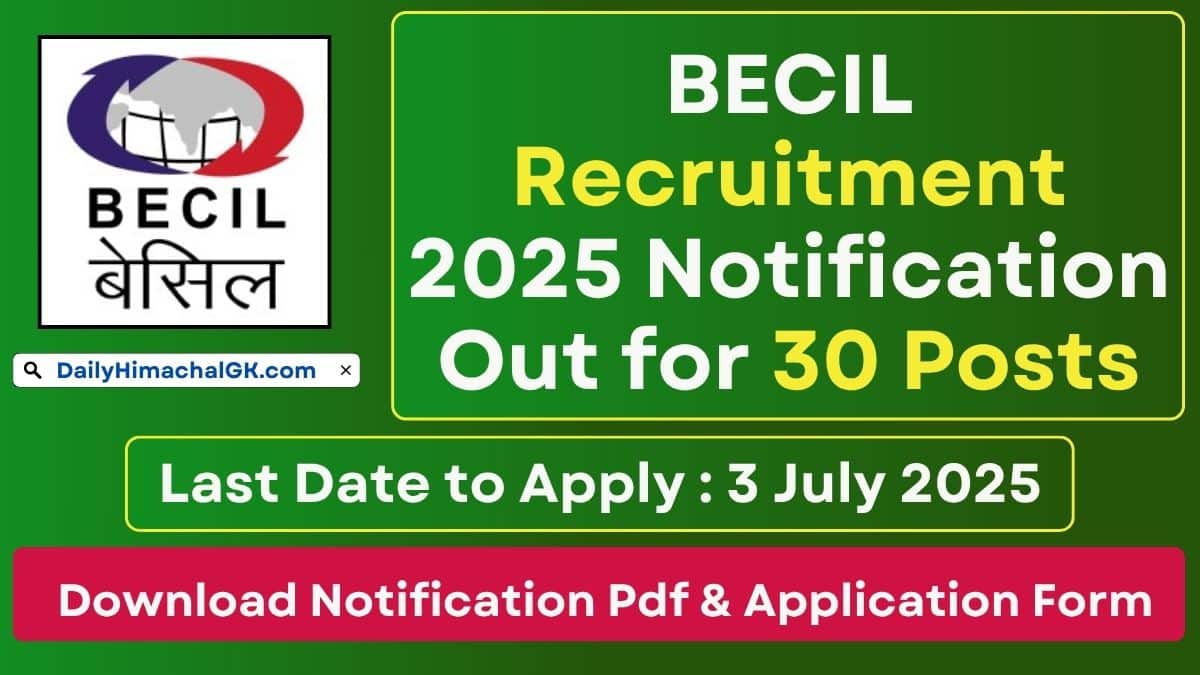 BECIL Recruitment 2025 Notification Out for 30 Posts