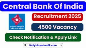 Central Bank of India Recruitment 2025 Apply Online for 4500 Apprentice Posts