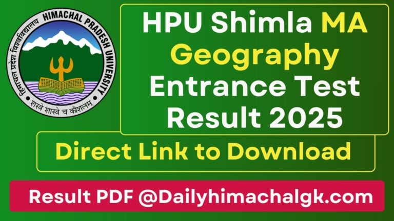 HPU MA Geography Entrance Test Result 2025