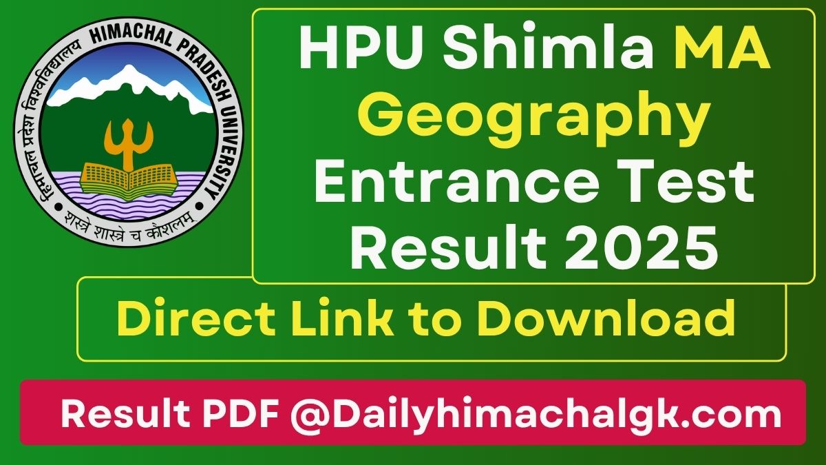 HPU MA Geography Entrance Test Result 2025