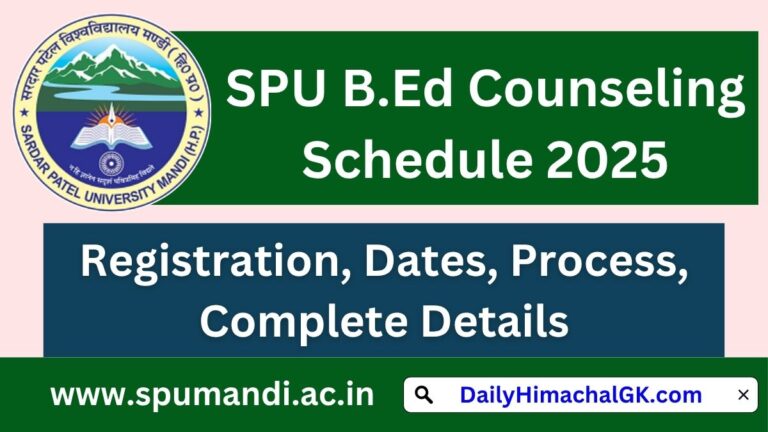 SPU Mandi B.Ed Counseling Schedule 2025-26 Registration, Dates, Process, Complete Details