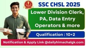 SSC CHSL 10+2 Recruitment 2025 Apply Now !!