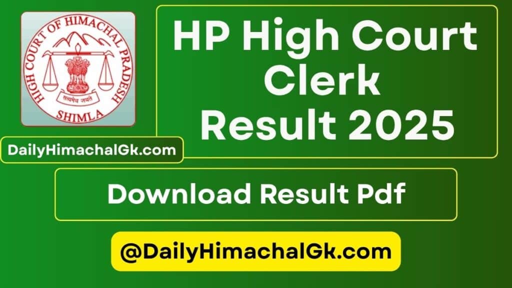 HP High Court Clerk Result 2025 Download Result Pdf