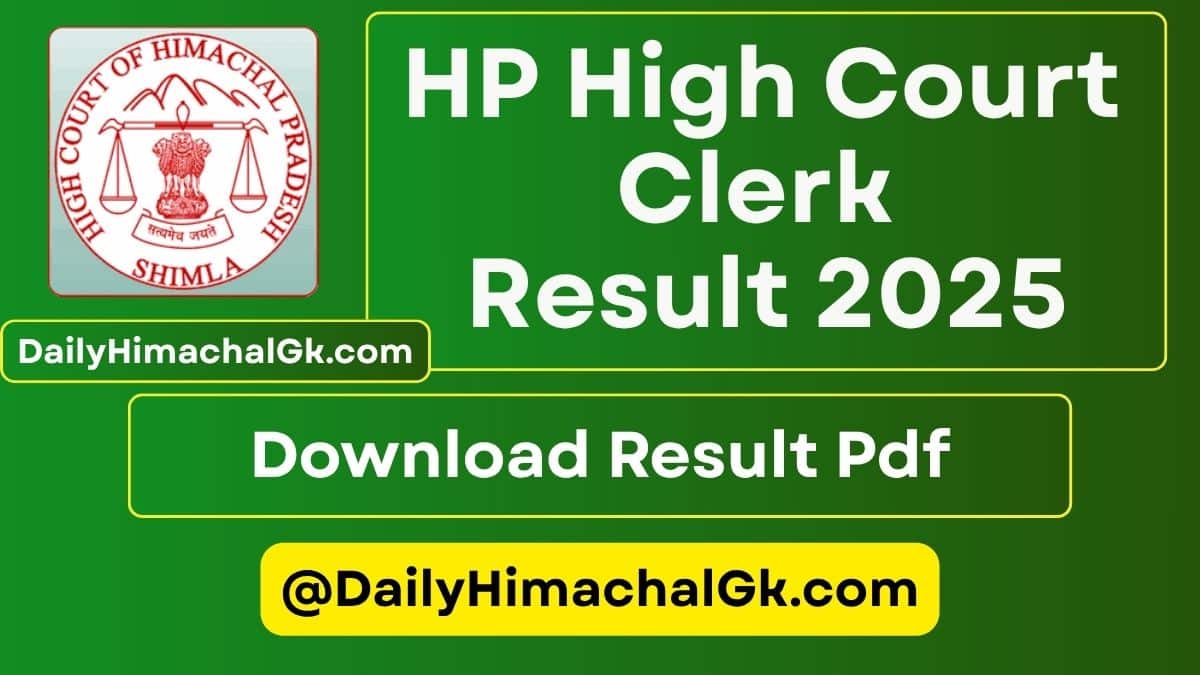 HP High Court Clerk Result 2025 Download Result Pdf