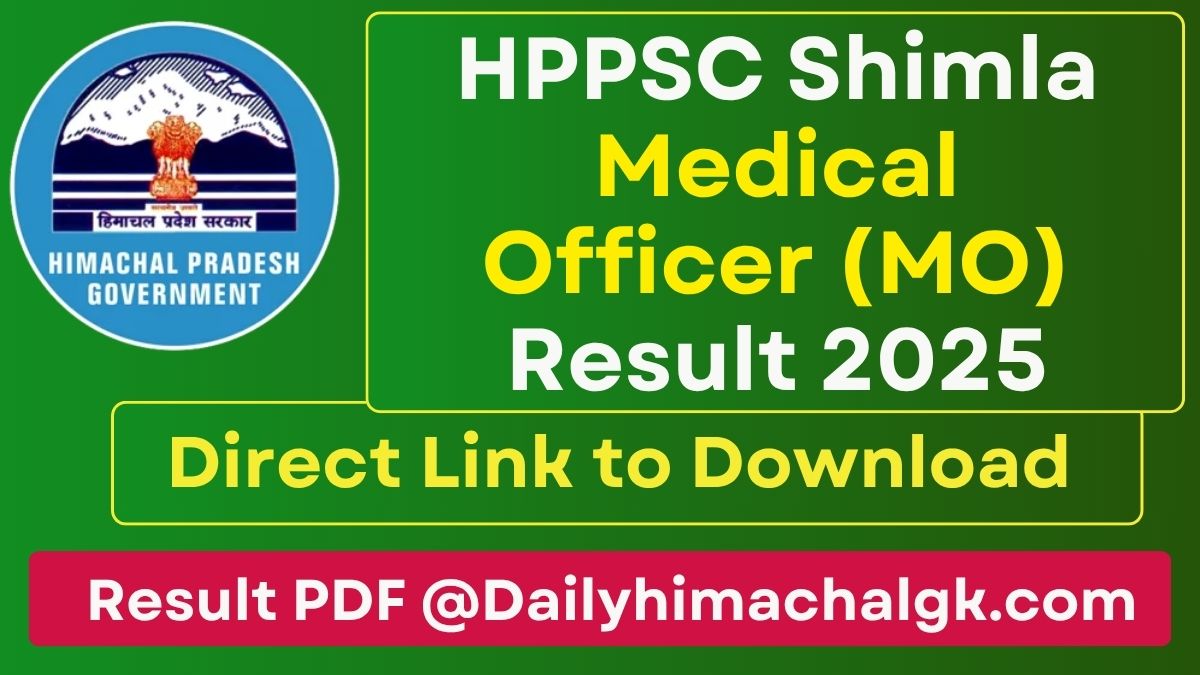 HPPSC Medical Officer Result 2025 Download Result Pdf @hppsc.hp.gov.in
