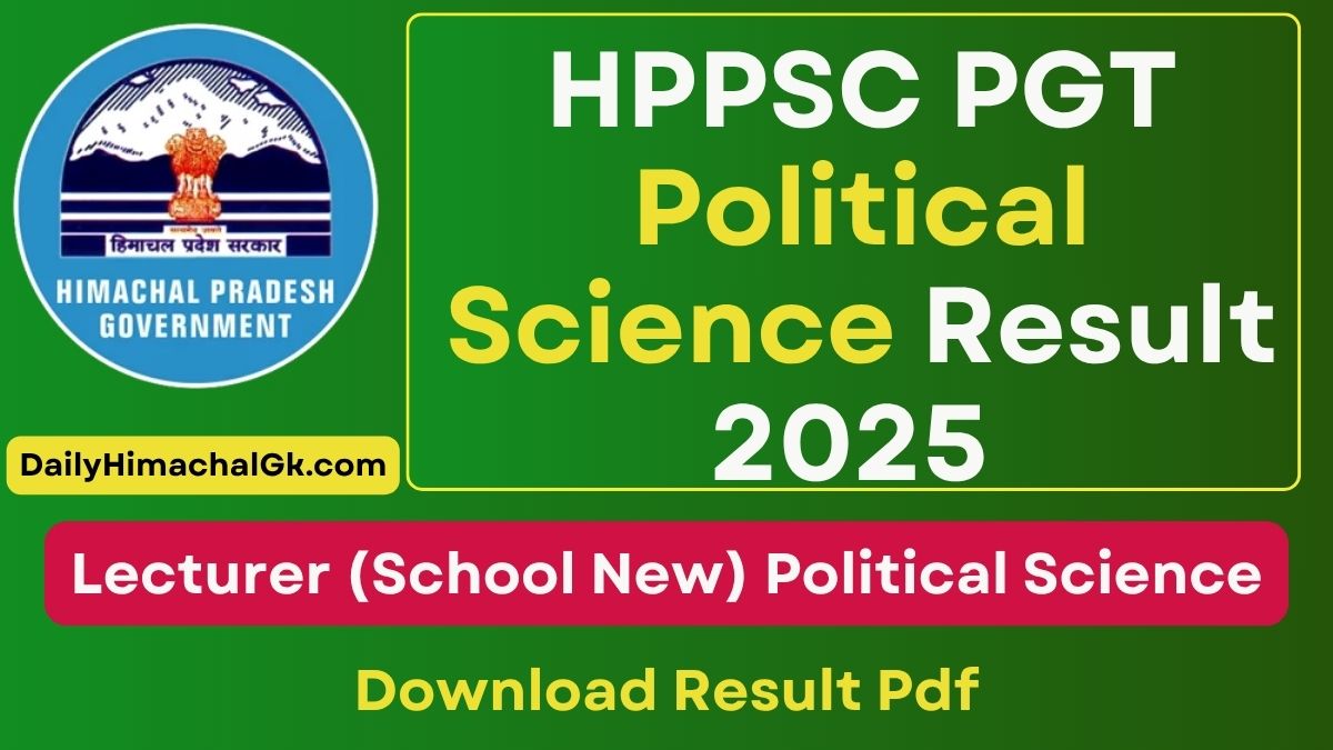 HPPSC PGT Political Science Result 2025 Download Result Pdf @hppsc.hp.gov.in