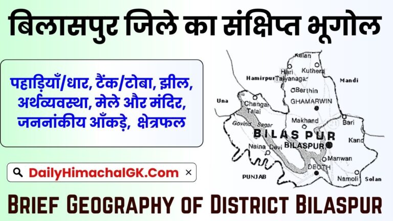 Brief Geography of District Bilaspur - Himachal बिलासपुर जिले का संक्षिप्त भूगोल
