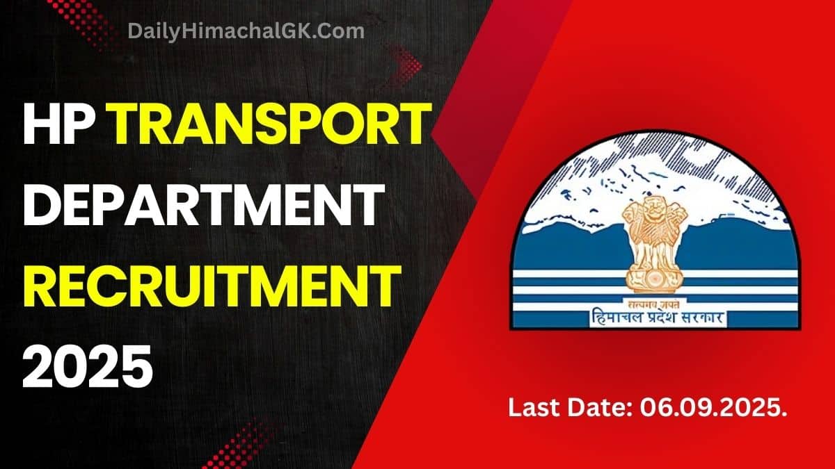 HP Transport Department Recruitment 2025 Apply Now for Steno Typist And Judgment Writer Posts