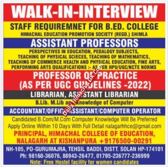 How to Apply for Himachal College of Education Teaching and Non Teaching Job 2025