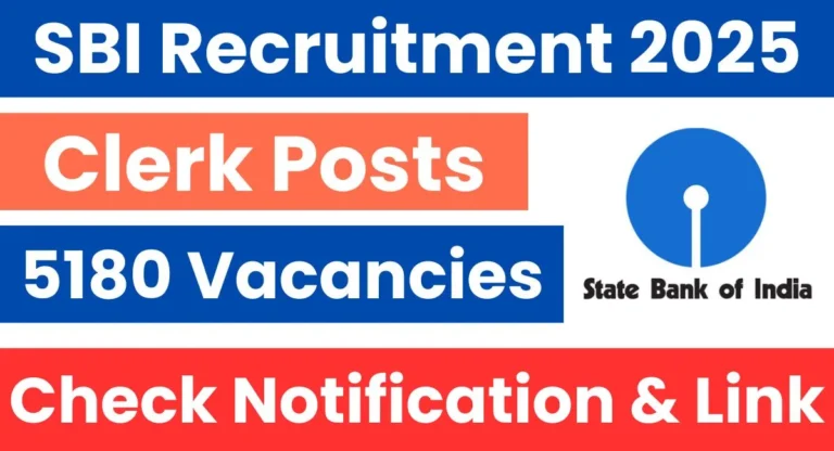 SBI Clerk Recruitment 2025 Notification out for 5180 Posts