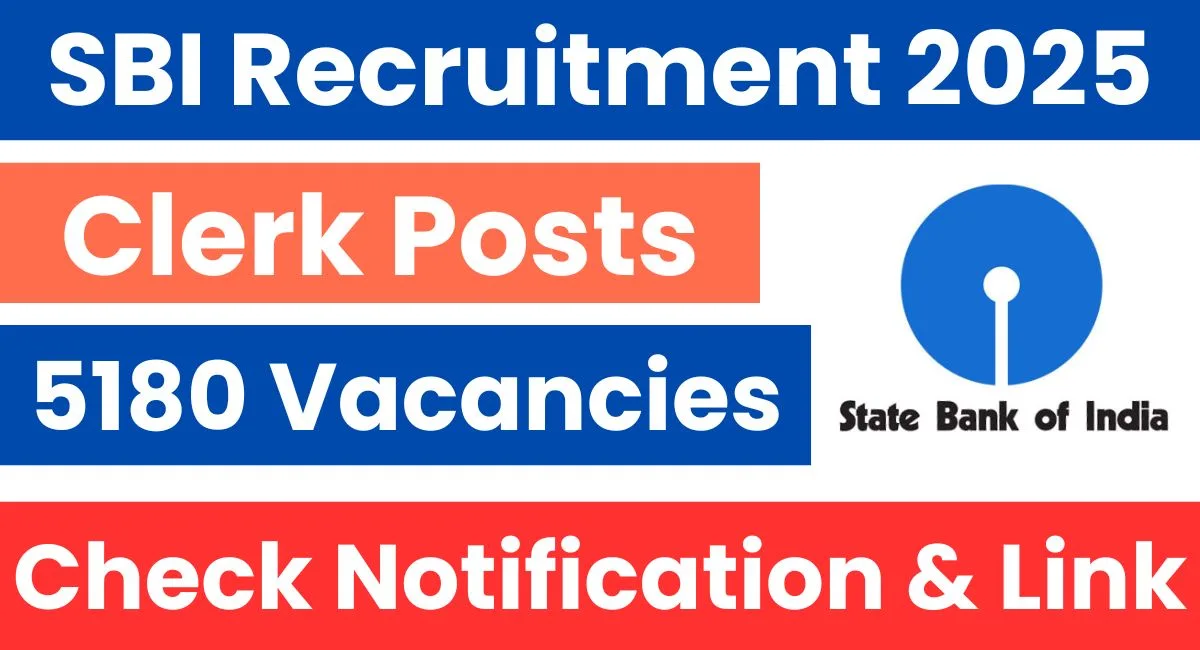 SBI Clerk Recruitment 2025 Notification out for 5180 Posts