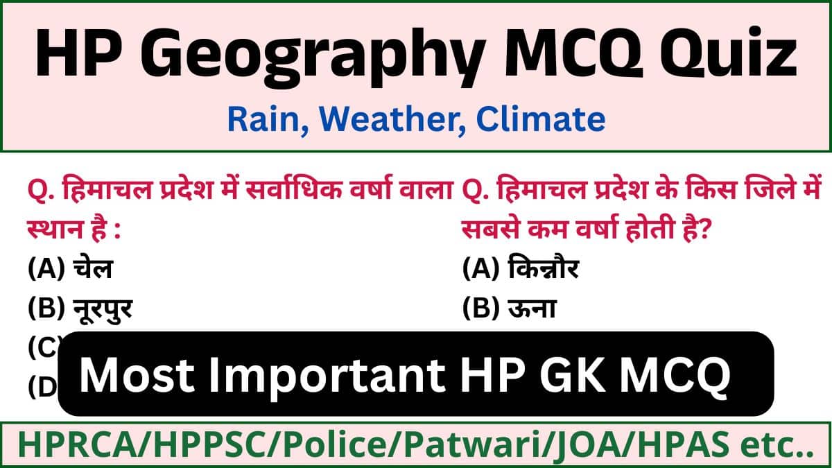 HP Geography MCQ Quiz Rain, Weather, Climate