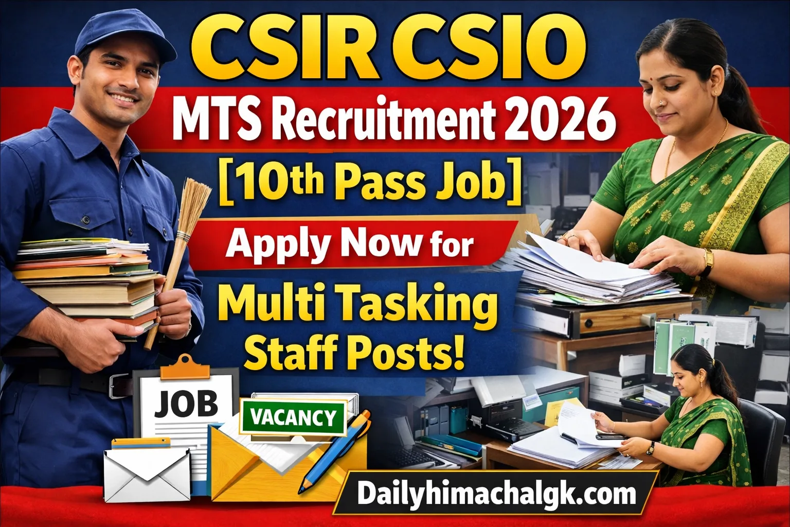 CSIR CSIO MTS Recruitment 2026 [10th Pass Job] Apply Now for Multi Tasking Staff Posts