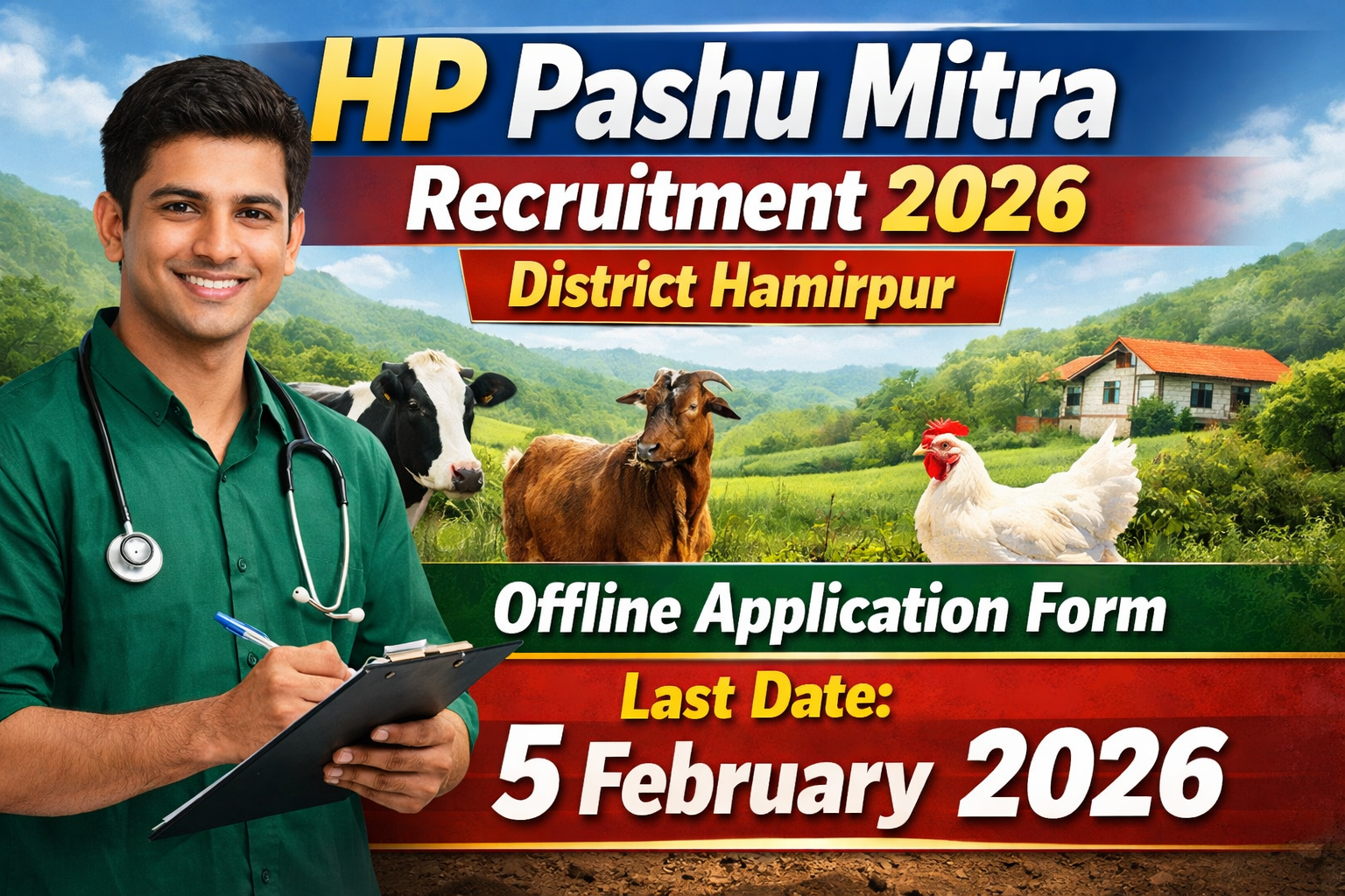 HP Pashu Mitra Recruitment 2026 in District Hamirpur - Offline Application Form