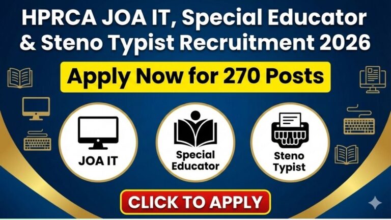 HPRCA JOA IT, Special Educator & Steno Typist Recruitment 2026 Apply Now for 270 Posts