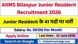 AIIMS Bilaspur Junior Resident Recruitment 2026 Apply Now for 41 Posts