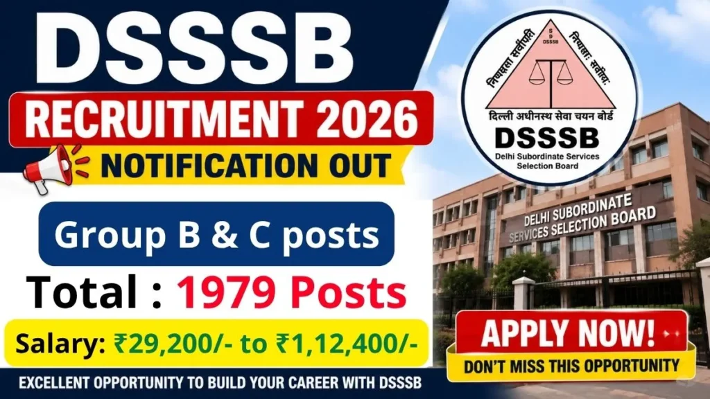 DSSSB Recruitment 2026 (1979 Group B & C Posts), Apply Now