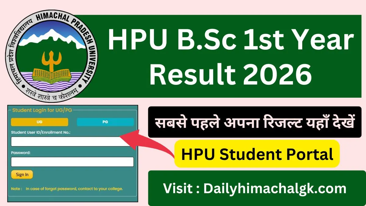 HPU B.Sc 1st Year Result 2026 Download 1st Year B.Sc Scorecard @hpuniv.ac.in