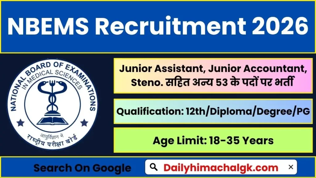 NBEMS Recruitment 2026 Notification out for 53 Group A, B & C Posts, Apply Now