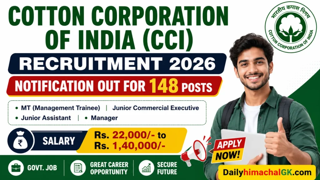 Cotton Corporation of India (CCI) Recruitment 2026 Notification Out for 148 Posts