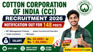 Cotton Corporation of India (CCI) Recruitment 2026 Notification Out for 148 Posts
