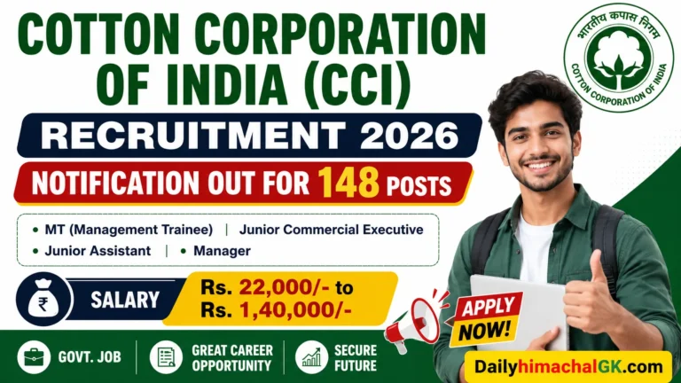 Cotton Corporation of India (CCI) Recruitment 2026 Notification Out for 148 Posts