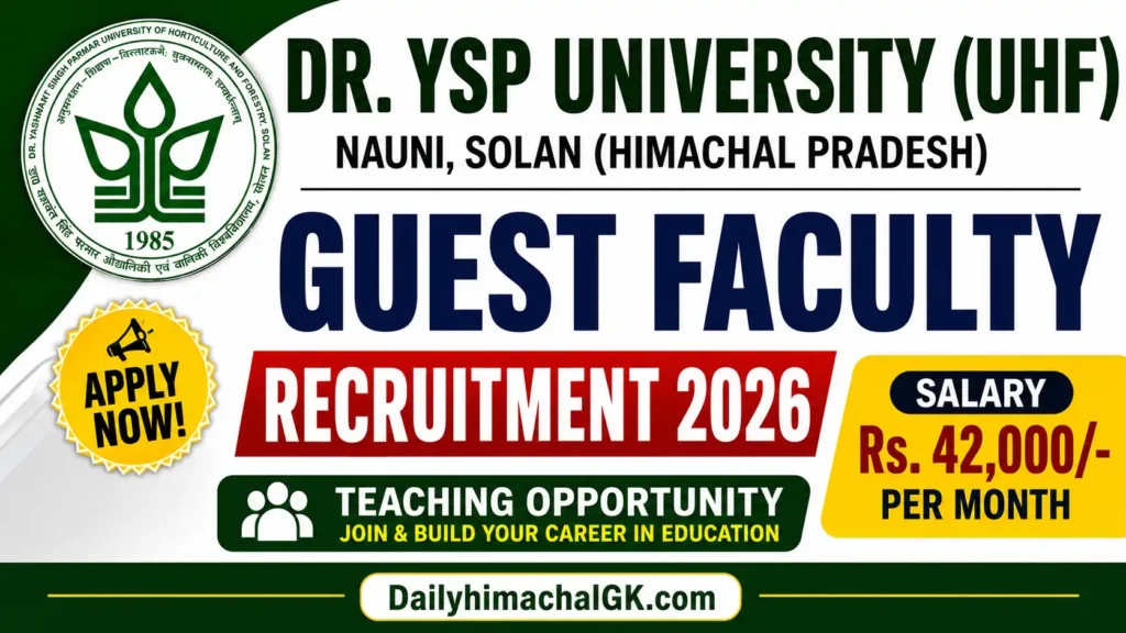Dr. YSP University (UHF) Nauni Guest Faculty Recruitment 2026