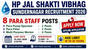 HP Jal Shakti Vibhag Sundernagar Recruitment 2026