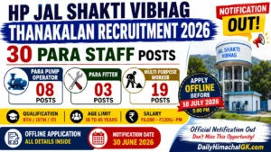 HP Jal Shakti Vibhag Thanakalan Recruitment 2026